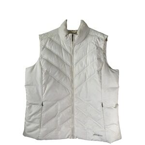 Eddie Bauer Womens 2XL Goose Down Ivory Puffer Vest Outdoors Nature Trail Hiking